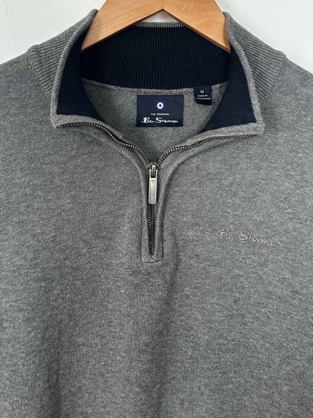 Ben Sherman Men’s Size M Long Sleeve 1/4 Zip Mock Neck Pullover Sweater